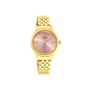 Classic Gold Pink Dial Metal Strap Watch for Women