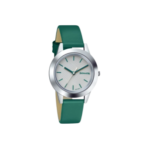 Sonata Splash Green Dial Women Watch With Leather Strap